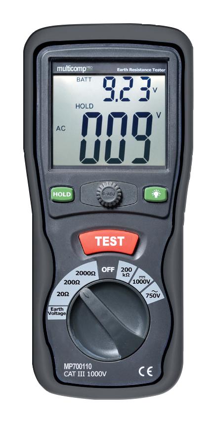 MP700110 EARTH RESISTANCE TESTER, 2KOHM, 1KV MULTICOMP PRO
