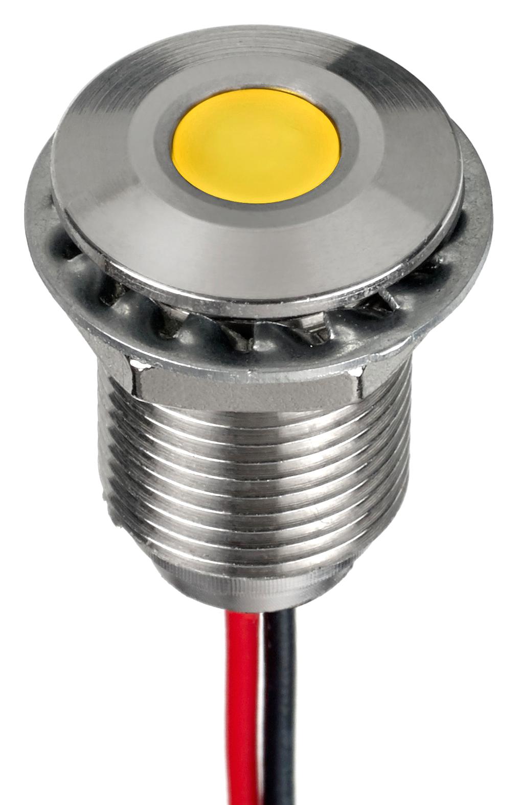 Q10F5SXXHY12E LED PANEL INDICATOR, YELLOW, 10MM, 12VDC APEM