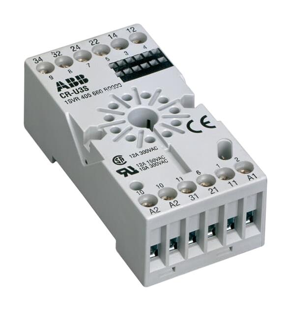 1SVR405660R0000 RELAY SOCKET, 12 PIN, 12A, 250V/DIN RAIL ABB