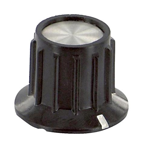 PKA70B1/4 RIBBED KNOB, PHENOLIC, BLACK, 24.9MM ALCOSWITCH - TE CONNECTIVITY