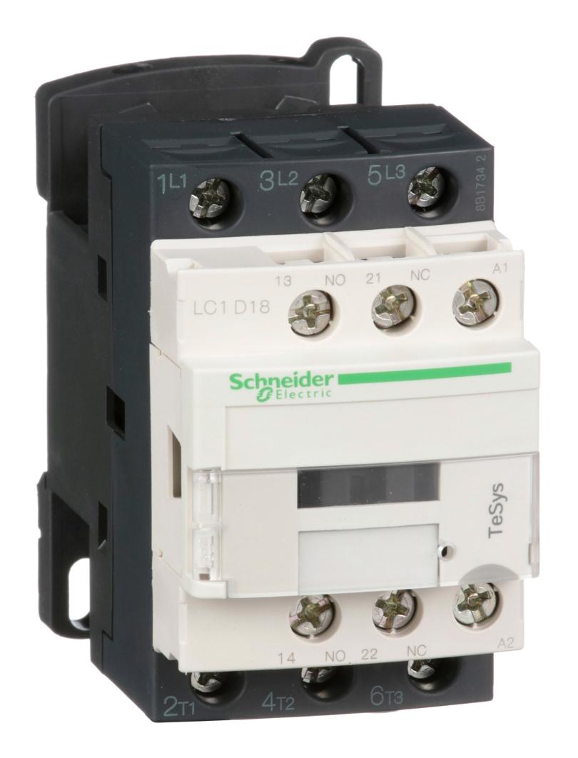 LC1D18T7 CONTACTOR, 3PST-NO, 480V, DIN RAIL/PANEL SCHNEIDER ELECTRIC