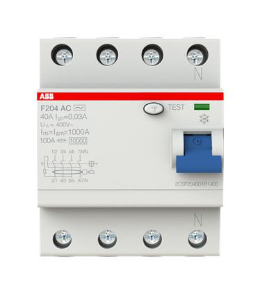 2CSF204001R1400 F204AC-40/0.03 4P RCD 40A 30MA ABB