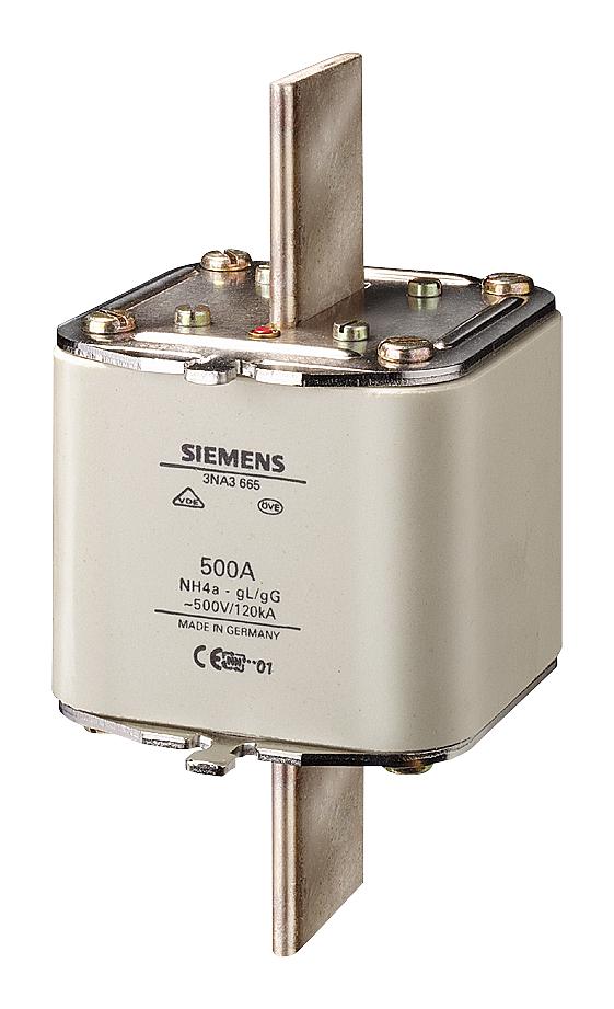 3NA3665 HRC FUSE, 500A, 500VAC, 400VDC, BLADE SIEMENS