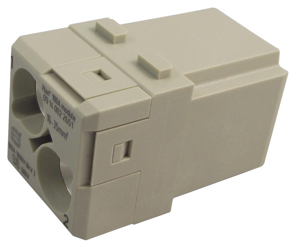 09 14 002 2651 INSERT, MALE, SCREW, 100A, 2WAY HARTING