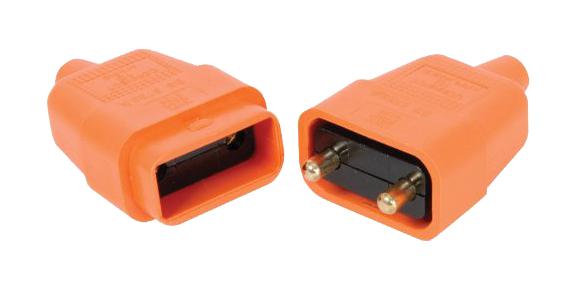 0128-OR. CONNECTOR RUBBER 10A 2 PIN ORANGE PRO ELEC