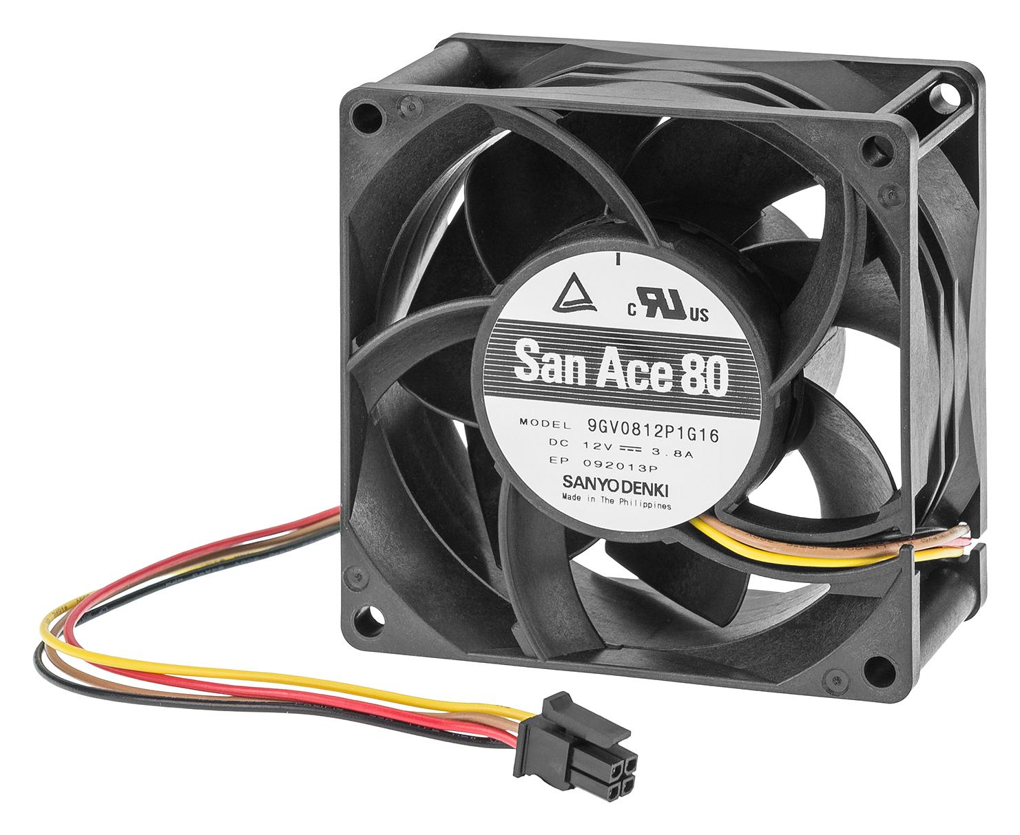 9GV0824P1G10 AXIAL FAN, 80MM, 24VDC, 138CFM, 65DBA SANYO DENKI
