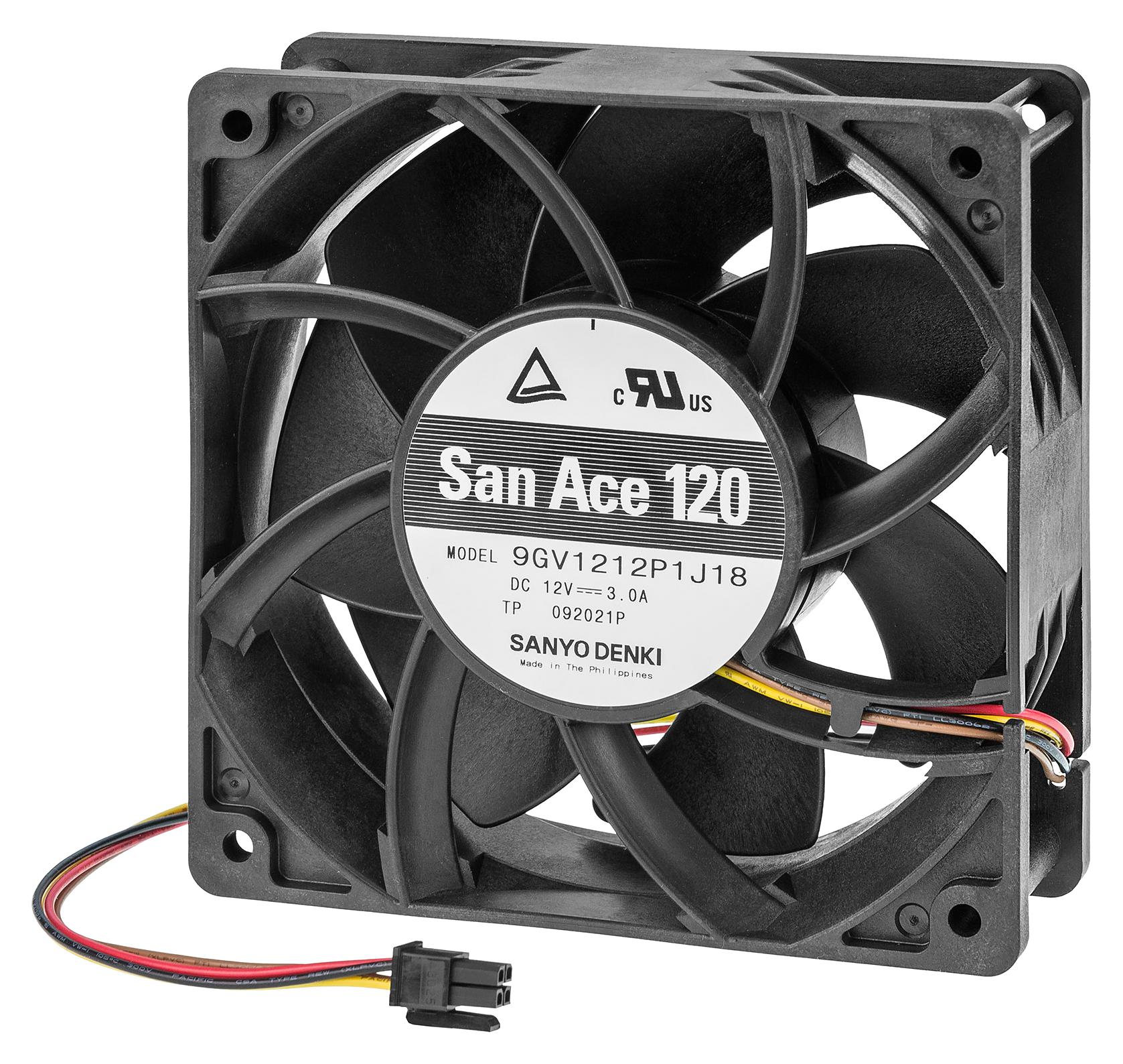 9GV1224P1J22 AXIAL FAN, 120MM, 24VDC, 224CFM, 64DBA SANYO DENKI
