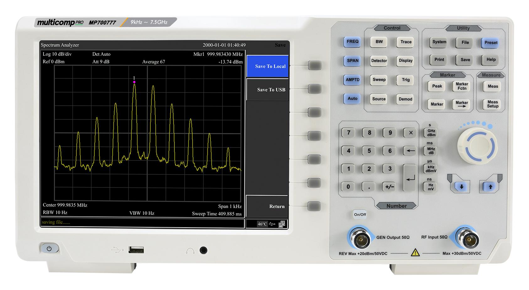 MP700777 SPECTRUM ANALYZER, 9KHZ TO 7.5GHZ MULTICOMP PRO