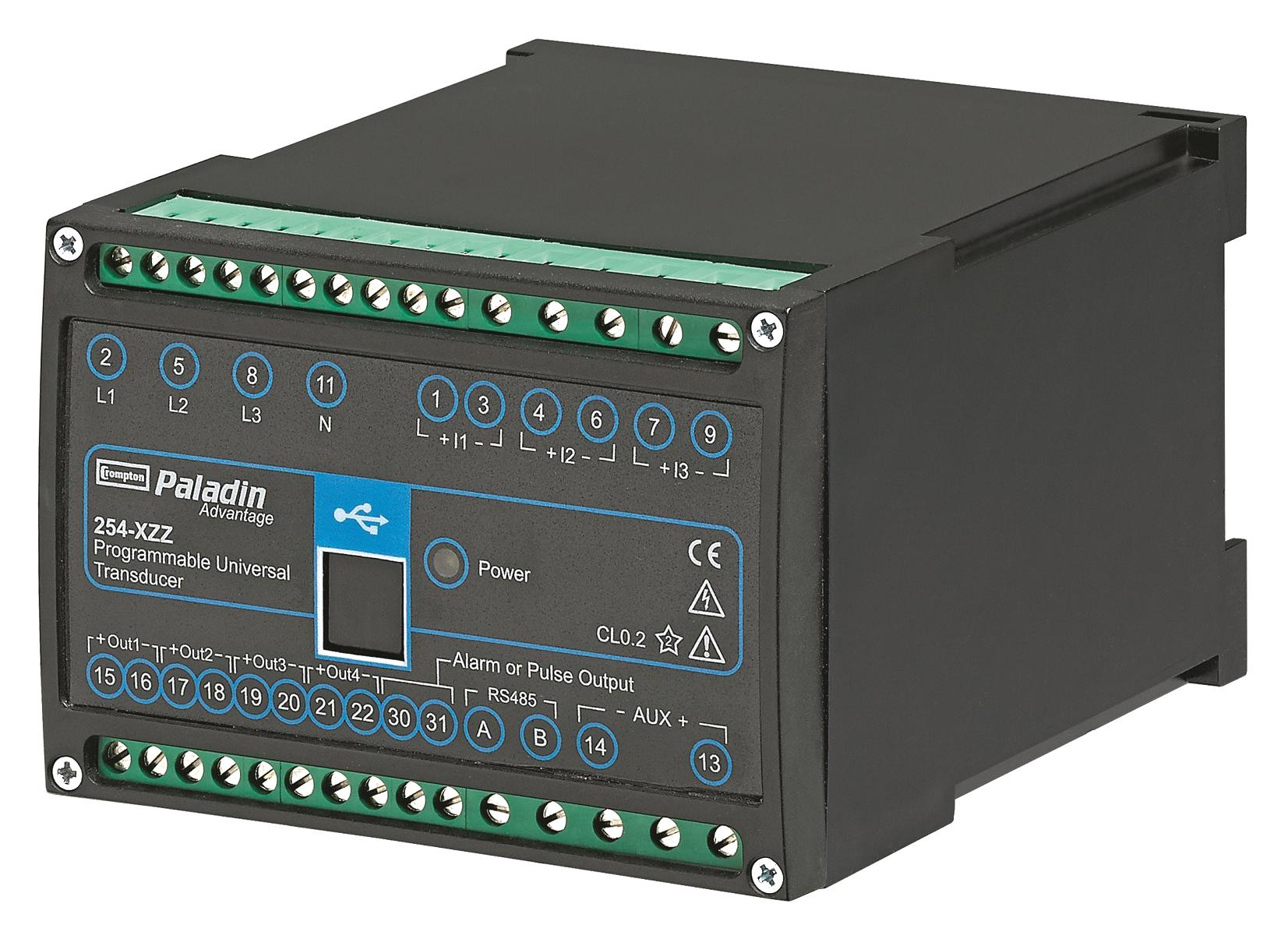 254-XZZ-M-02 POWER METER, TRANSDUCER, DIN RAIL, 277V CROMPTON - TE CONNECTIVITY