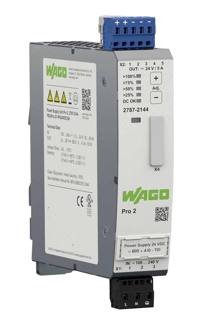 2787-2144 POWER SUPPLY, AC-DC, 24V, 5A WAGO