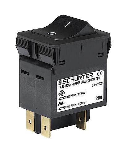 3-128-214 THERMAL CKT BREAKER, 2P, 20A/240V, PANEL SCHURTER