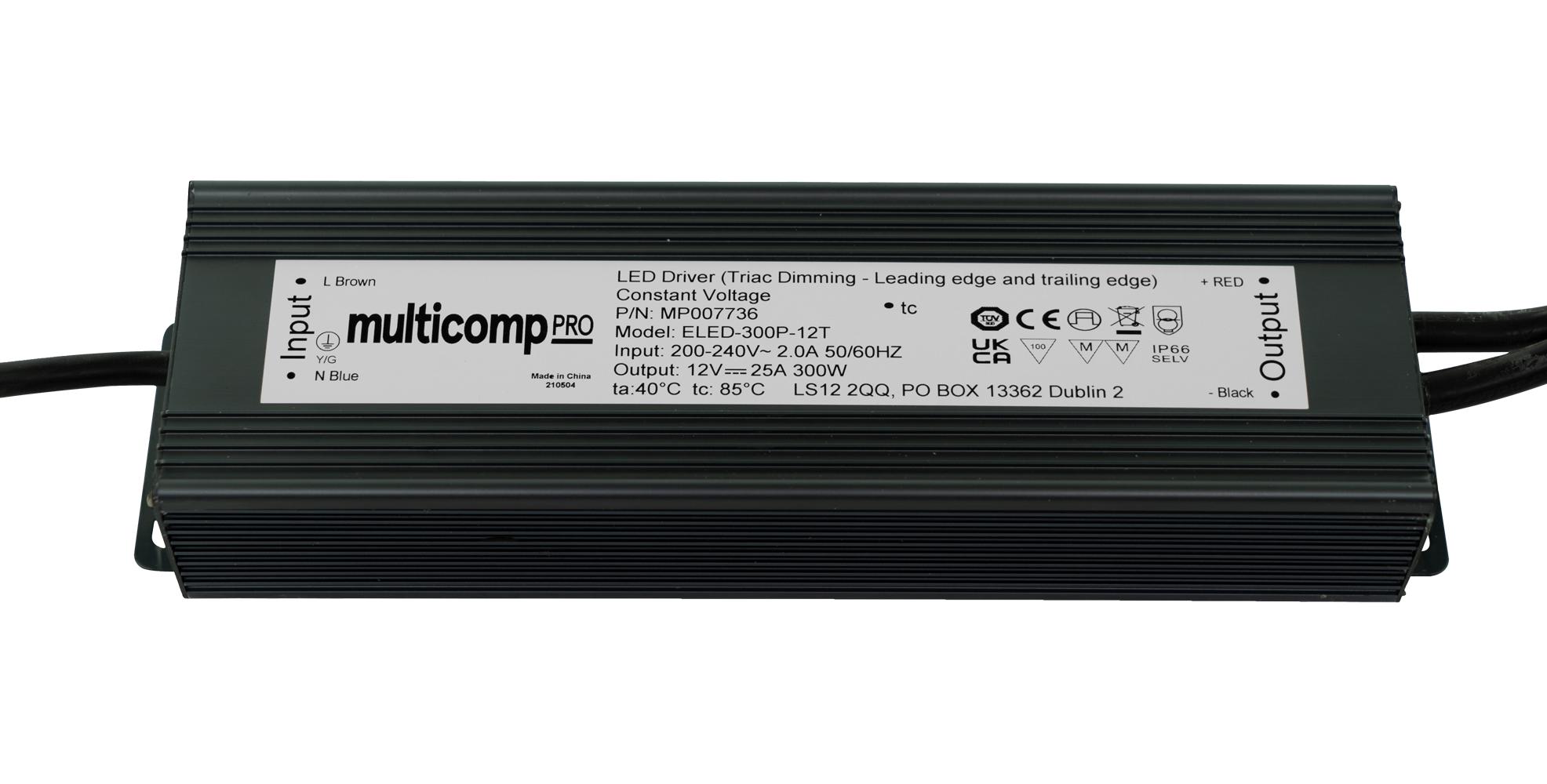 MP007737 LED DRIVER, CONSTANT VOLTAGE, 300W MULTICOMP PRO
