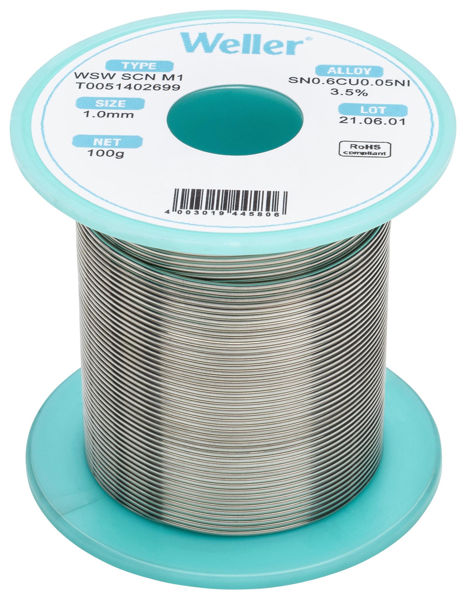T0051388399 SOLDER, 96.5/3/0.5, 217 DEG, 0.3MM, 100G WELLER