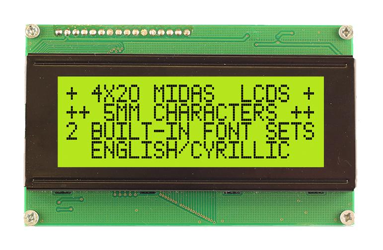 MC42005A6WR-SPTLY-V2 LCD MODULE, COB, STN, 20X4, PARALLEL MIDAS