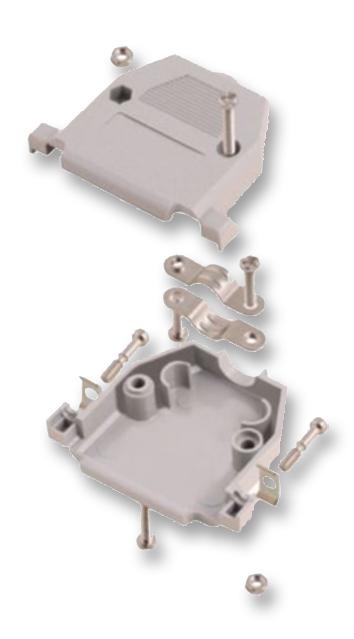 MHCCOV-25SC-LG BACKSHELL, D, GREY, 25WAY MH CONNECTORS