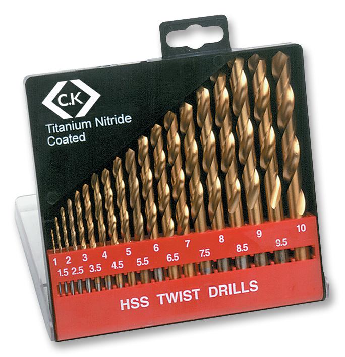 T3291 DRILL BIT SET, TIN, 19PC CK TOOLS
