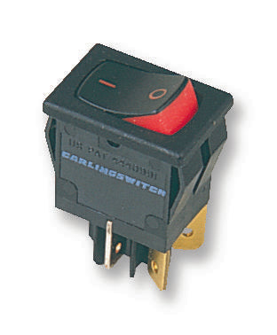 6211591909V ROCKER SWITCH, DPST, BLACK/RED CARLING