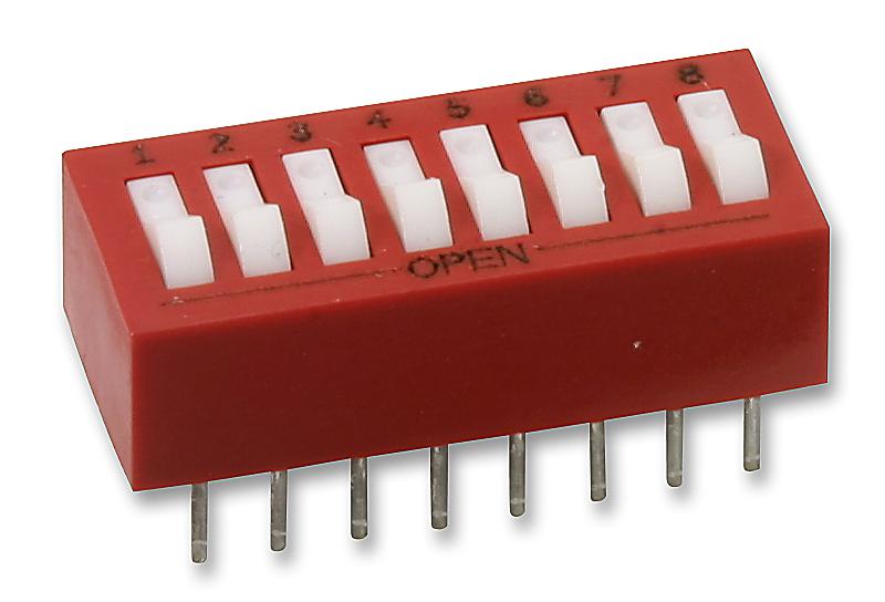 76SB08T SWITCH, SPST, 8 POS, RAISED ROCKER GRAYHILL