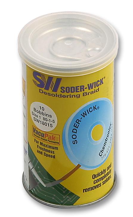 SW18015 DESOLDERING BRAID, 0.8MM, PK10 CHEMTRONICS