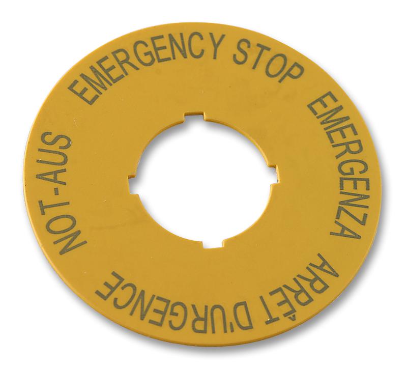 M22-XBK1 LABEL, EMERGENCY STOP, 4 LANGUAGE EATON MOELLER