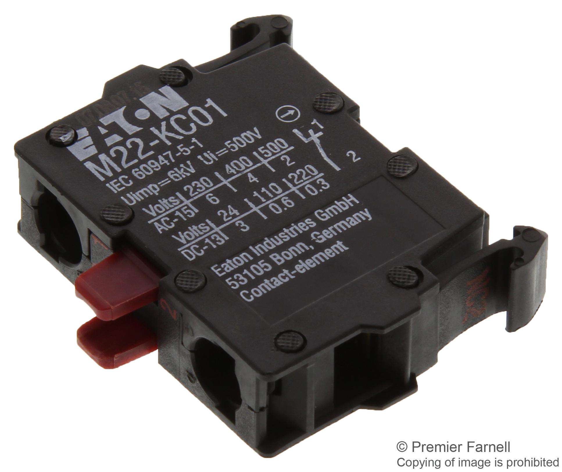 M22-KC01 CONTACT BLOCK, REAR, 1NC EATON MOELLER