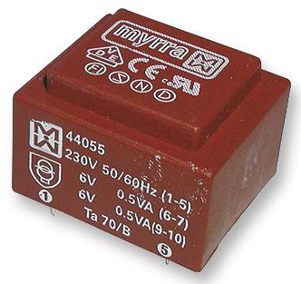 44058 TRANSFORMER, 1VA 230V 2X 15V MYRRA
