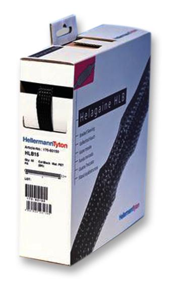 HLB25-PET-BK SLEEVING BRAID 10-30MM DISP BOX 10M HELLERMANNTYTON