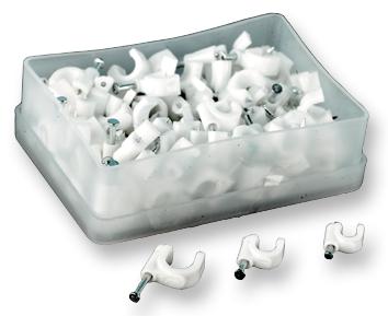 ROUND 6.0MM WHITE CABLE CLIP, POLYETHYLENE, 6MM, WHITE PRO POWER