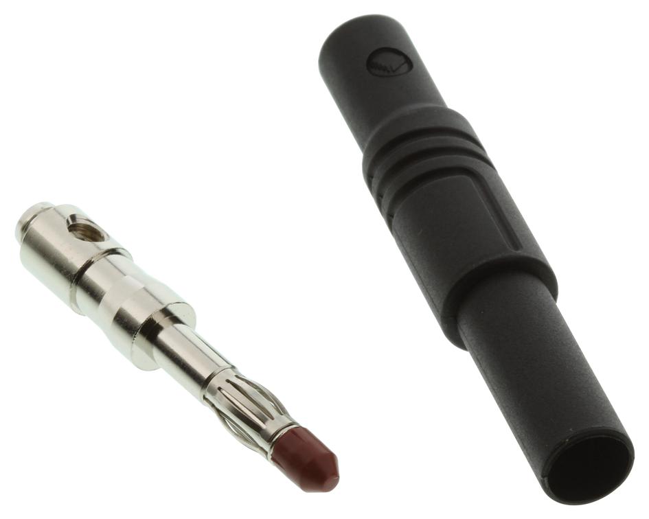 934097100 SAFETY PLUG, 24A, 4MM, CABLE, BLACK HIRSCHMANN TEST AND MEASUREMENT