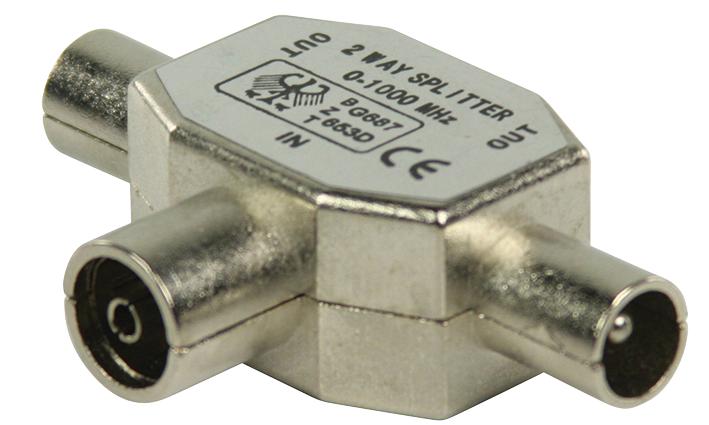 CSGP40950ME SPLITTER  COAX SKT- 2X COAX PLUG METAL VALUELINE