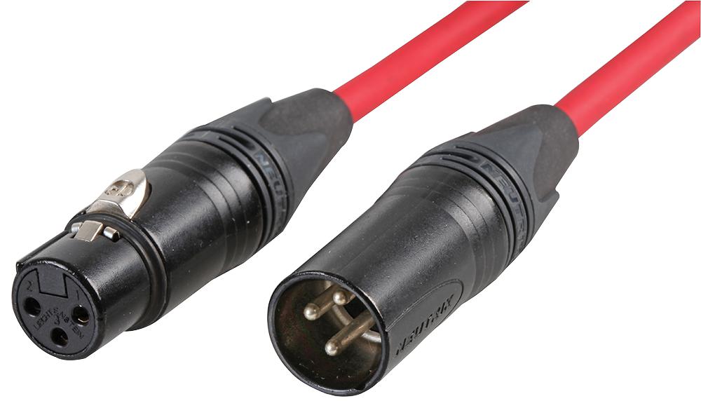 CABLE 3M RED LEAD, XLR PLG-SKT, RED, 3M NEUTRIK