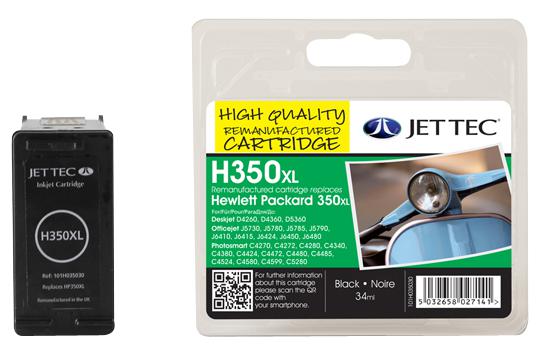 H350XL INK CARTRIDGE,CB336 BLK,JETTEC REMAN JET TEC