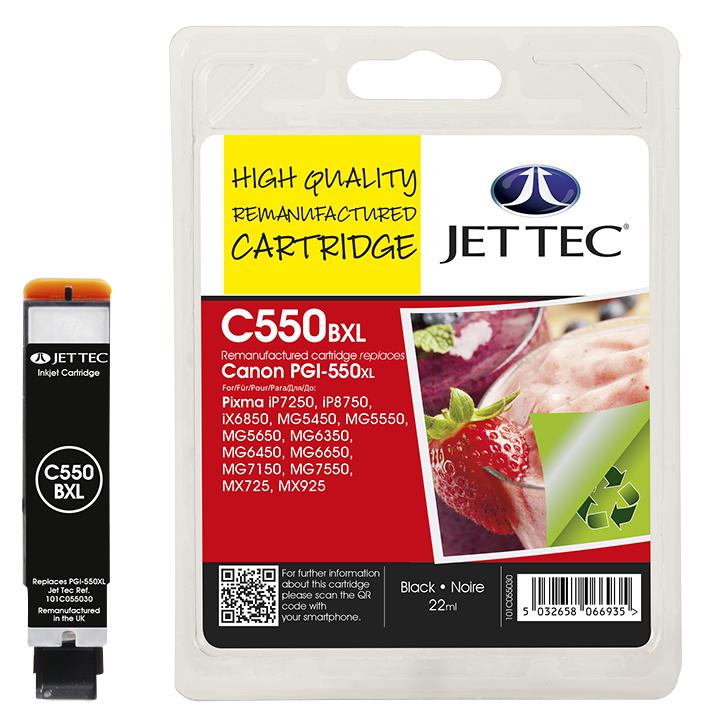 101C055030 INK CART, REMAN, CANON PGI-550XL BLACK JET TEC