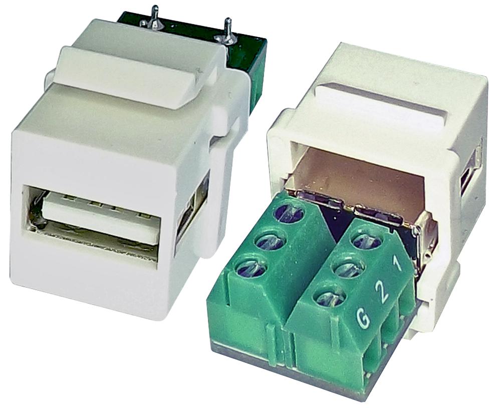 KUA2WH USB CONN, 2.0, TYPE A, RCPT, WHT TUK