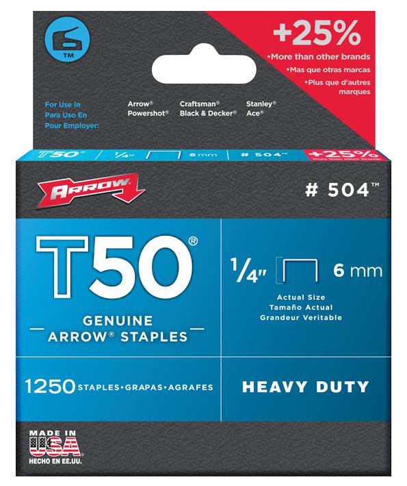 500148 6MM STAPLES (PK 1250) ARROW FASTENER