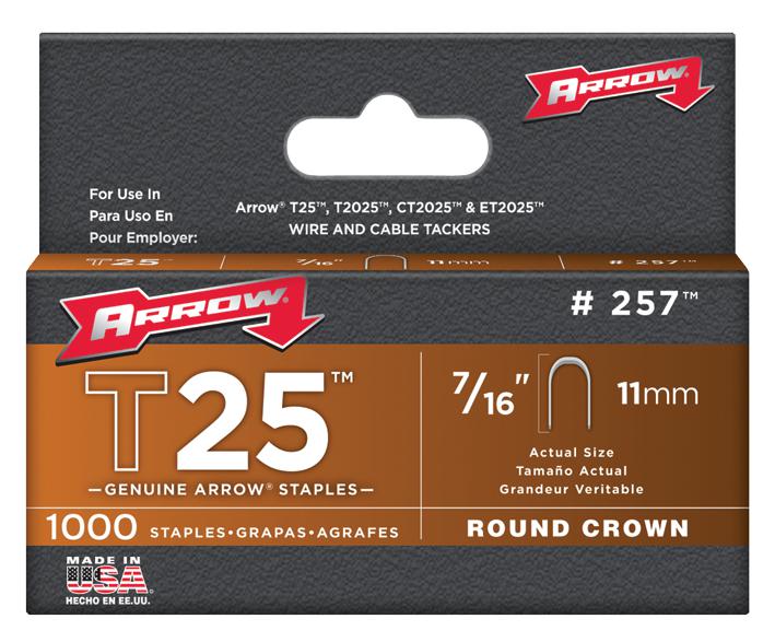 T25S-716. STAPLES FOR T-25, 11MM (PK 1000) ARROW FASTENER
