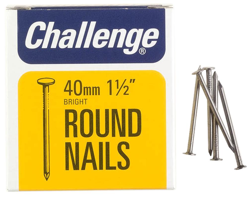 12004 ROUND NAILS BRIGHT, 40MM (225G) CHALLENGE