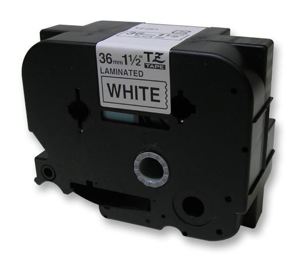 TZE261 TAPE 36MM BLACK ON WHITE BROTHER