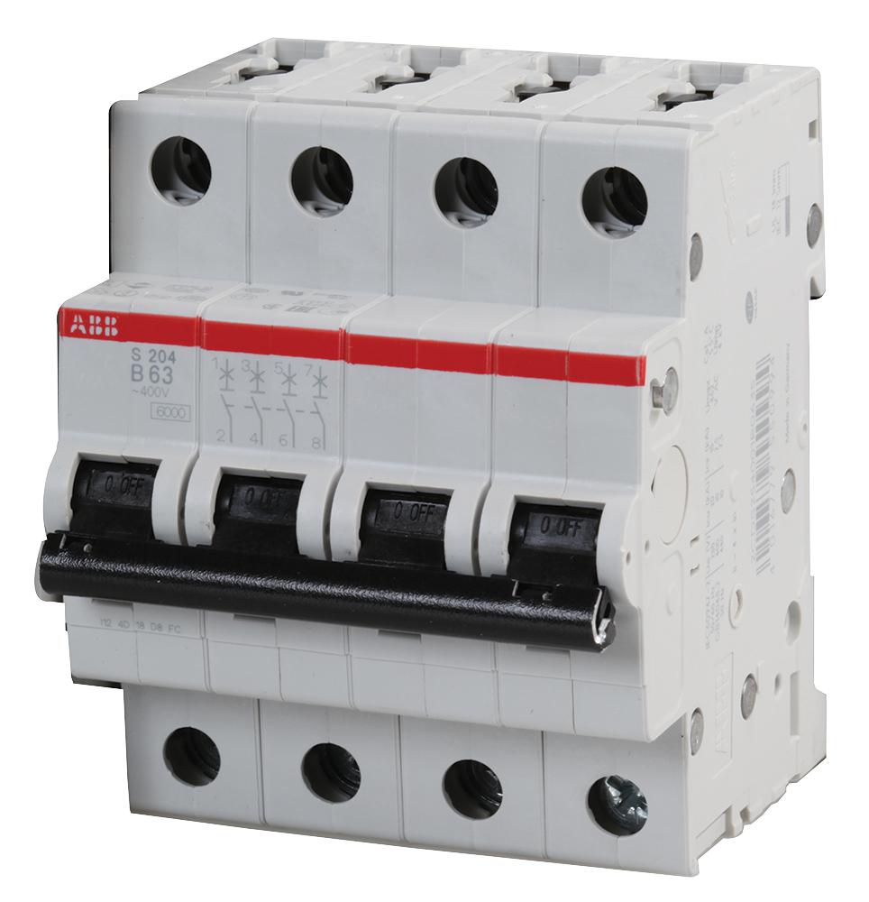 S204-B63 CIRCUIT BREAKER, THERMAL MAG, 4 POLE ABB