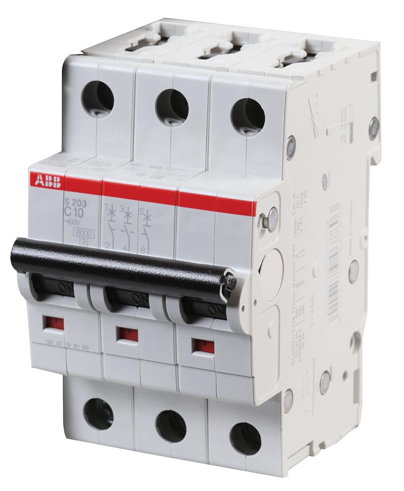 S203-C10 CIRCUIT BREAKER, THERMAL MAG, 3 POLE ABB