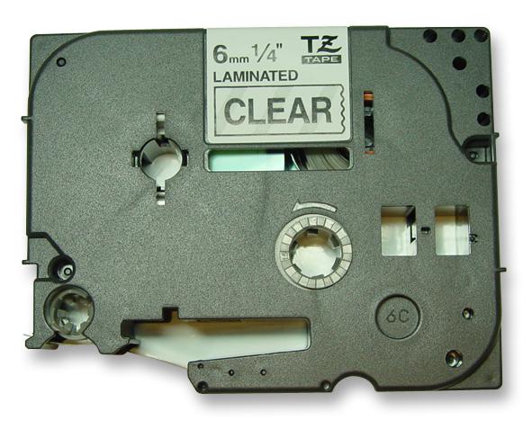 TZE111 6MM BLACK ON CLEAR TAPE BROTHER