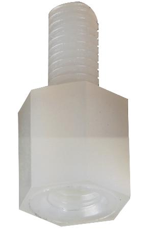 D01494 HEX THREADED SPACER, NYLON66, NATURAL DURATOOL