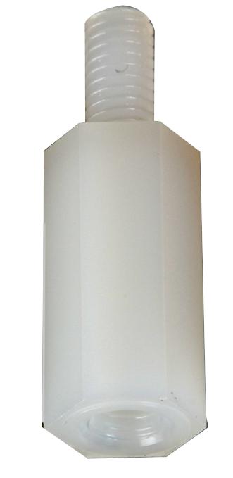 D01497 HEX THREADED SPACER, NYLON66, NATURAL DURATOOL