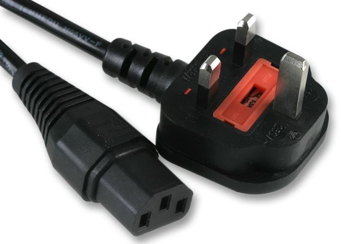 PE01076 POWER CORD, UK-IEC 60320 C13, 6M, BLACK PRO ELEC