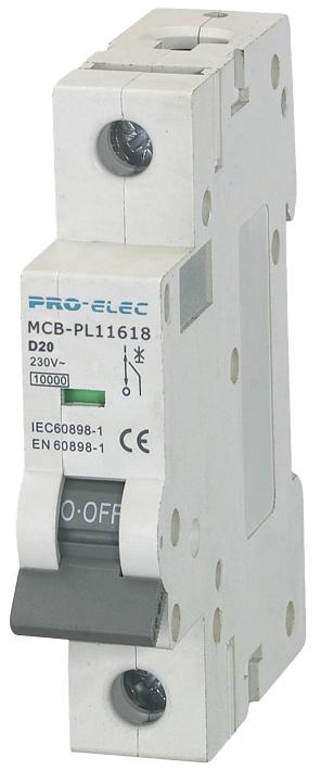 AUB7 1P D20A THERMAL MAG CKT BREAKER, 1P, 20A, 230VAC PRO ELEC