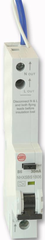 SFNHXSBS1B06 WYLEX 6A 30MA SP TYPE B CURVE RCBO WYLEX