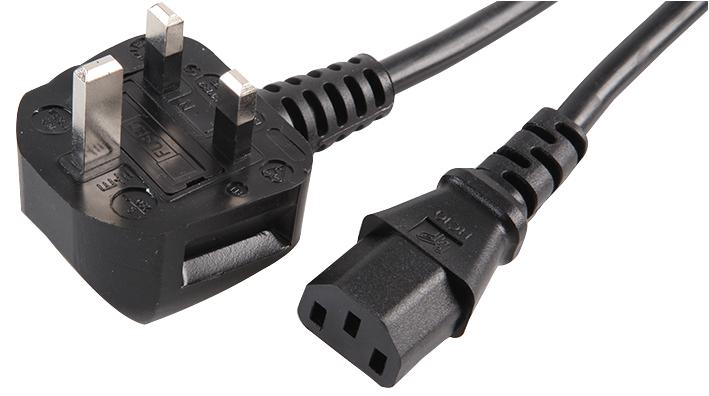 UKIEC10A2.5M POWER CORD, UK-IEC 60320 C13, 2.5M, BLK PRO ELEC