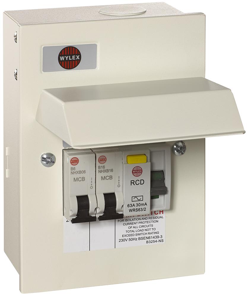 NMRS206/63GWU GARAGE 2 WAY + MCBS 63A 30MA METAL WYLEX