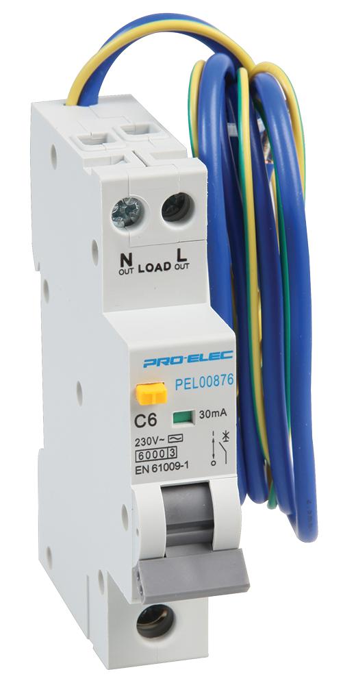 PEL00877 RCBO, 1P, 10A, 230VAC PRO ELEC