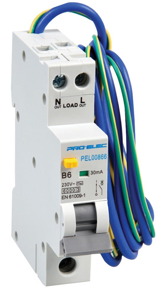 PEL00866 RCBO, 1P, 6A, 230VAC PRO ELEC